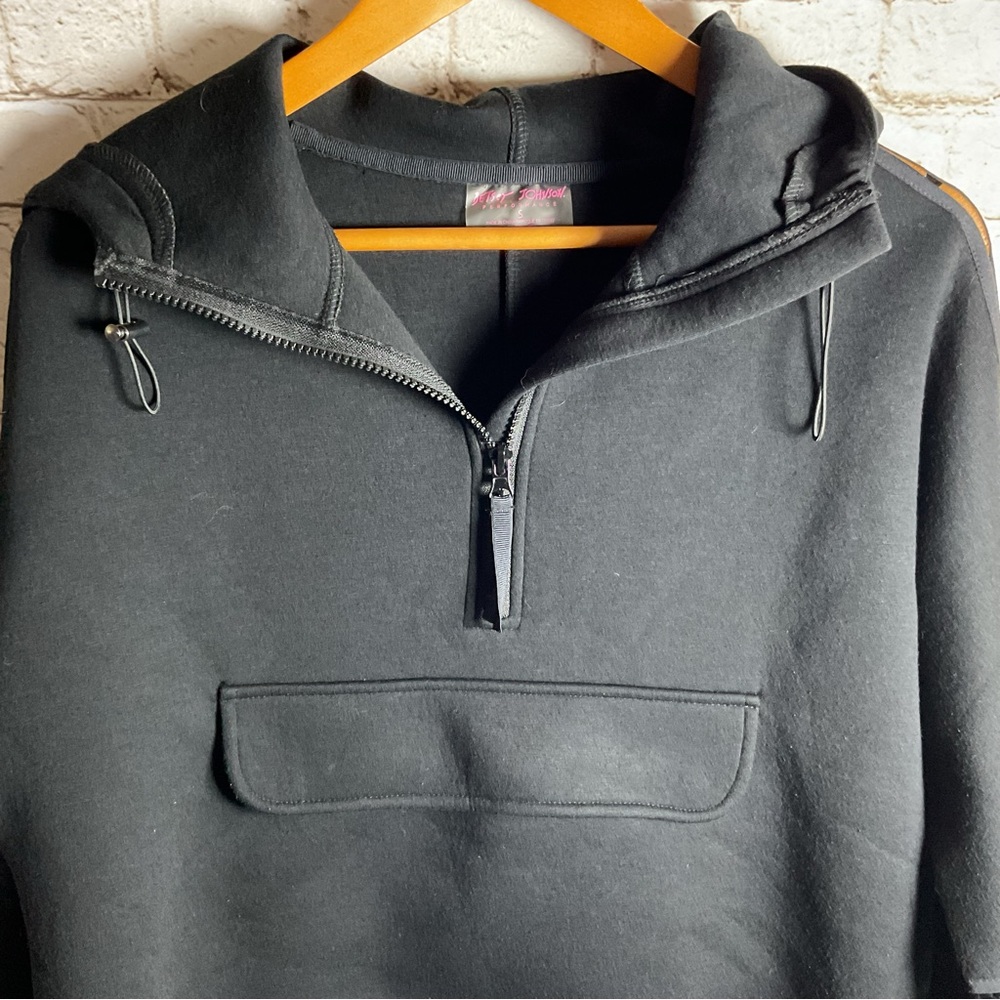 Betsey Johnson Black Hoodie Sweatshirt Hooded Gorpcore Thick Pocket - Picture 2 of 5